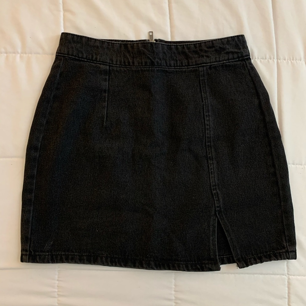 F21 Black Denim Mini Skirt